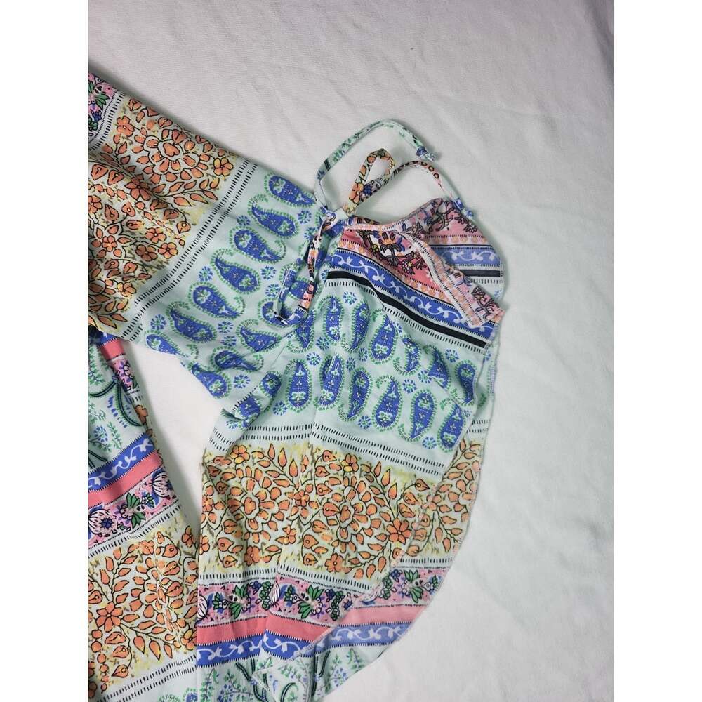 Lildy Womens Tunic L-XL Flared Sleeve Paisley Multicolor Print Long Lightweight - Picture 4 of 10